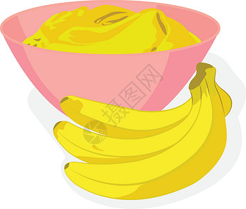 碗里有泥香蕉 还有一堆香蕉矢量插图背景图片