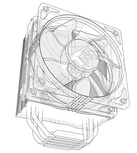 大铜尊缶Cpu 科勒概念 韦克托草图旋转处理器翅膀蓝图金属技术径向硬件流动设计图片