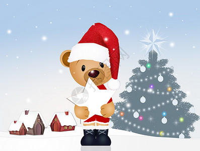 圣诞节时的泰迪熊背景图片