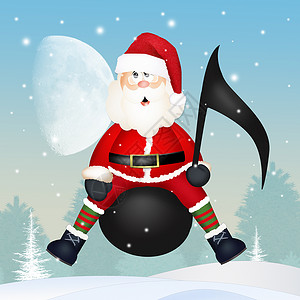 圣诞老人的音乐音符快乐插图音乐会庆典乐队笔记背景图片