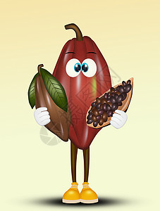 卡通水果插图可可卡通漫画插图饮食营养卡通片水果热带种子植物味道食物背景