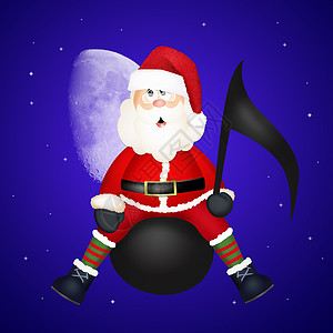 圣诞老人的音乐音符快乐乐队庆典音乐会插图笔记背景图片