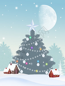 冬天的圣诞树庆典季节国家星星插图背景图片