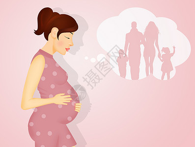 怀孕妇女想象一个家庭背景图片