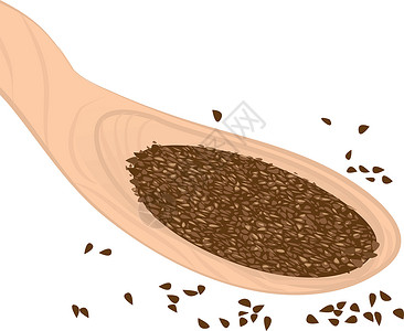 咖啡豆和木勺子勺子矢量插图中的种子插画