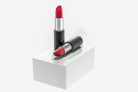 浅色背景口红产品摄影3d渲染化妆品项目黑色魅力红色艺术女士女孩插图奢华背景图片
