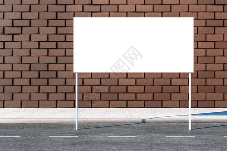 路边的 3d 渲染广告牌木板路标市场城市运输营销框架横幅促销办公室背景图片
