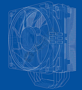 大铜尊缶Cpu 科勒概念 韦克托处理器单元翅膀金属旋转径向草图冷却剂散热器扇子设计图片