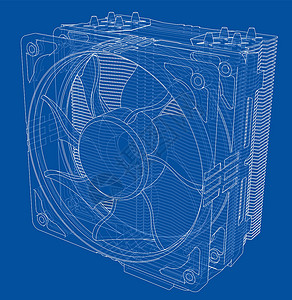 科勒里奥Cpu 科勒概念 韦克托蓝图冷却剂温度硬件流动扇子处理器径向草图单元设计图片