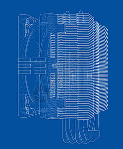 科勒里奥Cpu 科勒概念 韦克托翅膀径向蓝图散热器硬件温度金属草图单元冷却设计图片