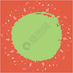 音符边框乐器边框民间卡片节日绘画音乐墙纸绿色音符音乐家风格背景