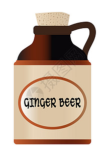 Ginger啤酒瓶 装有Cork和Logo烈酒酒精插图饮料酿造艺术瓶子水壶橙子石头背景图片