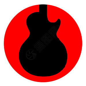 电子吉他圆圆图标艺术绘画黑色岩石金属蓝调流行音乐爵士乐圆形插图背景图片
