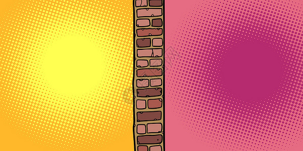 彩色砖墙砖墙 隔离屏障插画