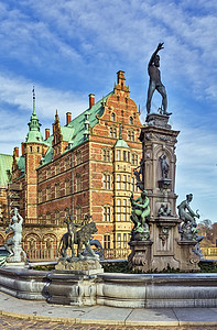希勒丹麦宫皇家建筑学喷泉文化建筑地标雕塑历史旅游吸引力背景