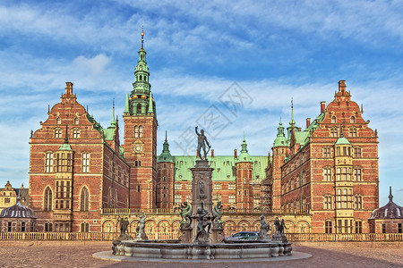 希勒丹麦宫历史旅游建筑雕塑喷泉博物馆城堡文化旅行皇家背景