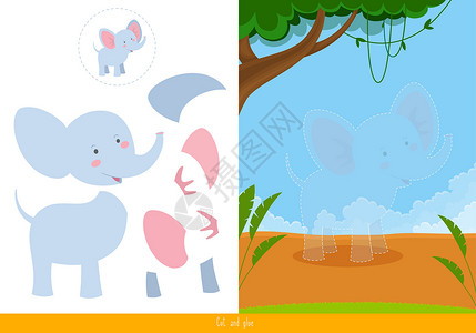 逻辑树切割和粘合游戏教育意义注意力幼儿园逻辑动物童年野生动物学习孩子设计图片