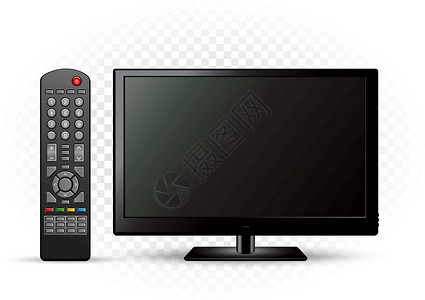 电视遥控器带遥控器的黑色电视设计图片