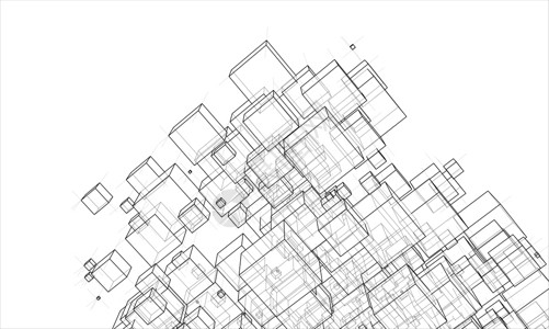 矢量抽象框背景立方体技术横幅商业迷宫科学草图推介会蓝图正方形背景图片