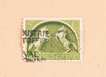 1950年荷兰 荷兰印制的印有图示t收藏邮票古董邮资收集爱好历史性信封空气绿色背景图片
