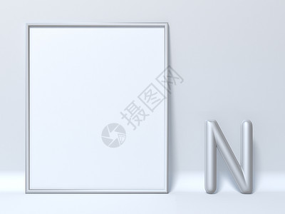 字母海报插图模型相框字母 N 3背景