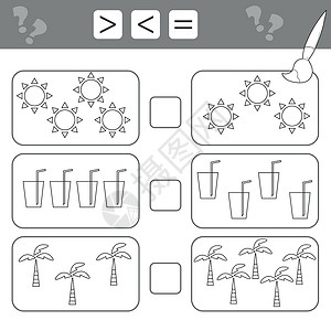 逻辑素材学龄前儿童计数游戏 教育数学游戏 T工作学校秘密染色幼儿园太阳帐篷工具孩子们数数插画
