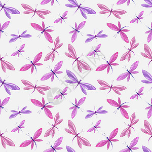野生花鲢蜻蜓在飞蝴蝶纺织品动物打印收藏飞行风格野生动物翅膀花园插画