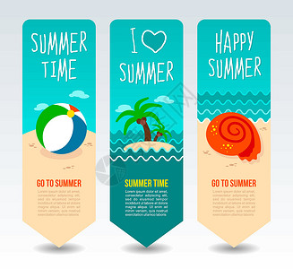 旅行和度假矢量横幅游戏插图红色气球乐趣叶子海洋热带贝壳假期背景图片