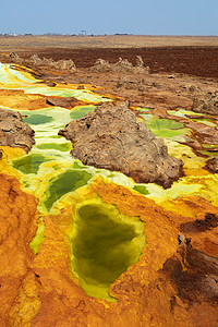 Dallol 埃塞俄比亚达那基尔萧条尔塔冒险火山温度热液陨石喷泉地球全景啤酒背景图片