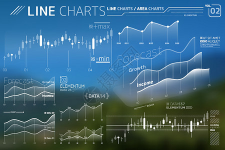折线图和面积图信息图表元素报告销售推介会界面网站柱子生长数据圆圈互联网背景图片