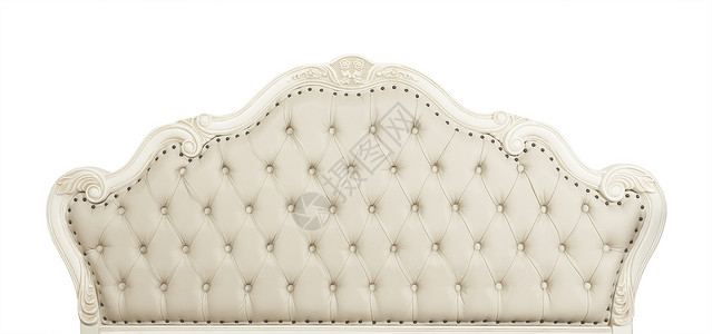 米色皮革床头板隔离在惠特风格褐色沙发装饰灰色簇绒纽扣教练白色装潢背景图片