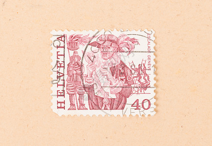 1980年 希腊印刷的一张印章显示埃斯卡拉德背景图片