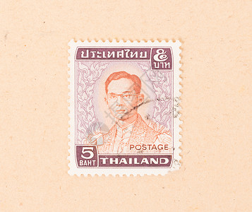 1960年 泰国印刷的印章显示亲属打印收藏信封邮票古董国王邮资收集历史性爱好背景图片