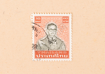 1960年 泰国印刷的印章显示亲属收藏收集邮票邮资打印古董国王历史性爱好信封背景图片