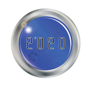 2020年 蓝按钮新年插图绘画徽章背景图片