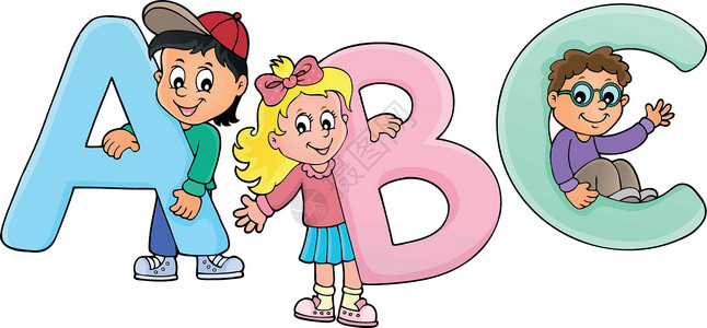 女孩和表白信给儿童写字母ABC主题2设计图片