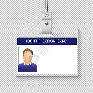 身份证样证身份证与照片人隔离透明背景笔记办公室会议习俗标签商业横幅蓝色卡片营销插画