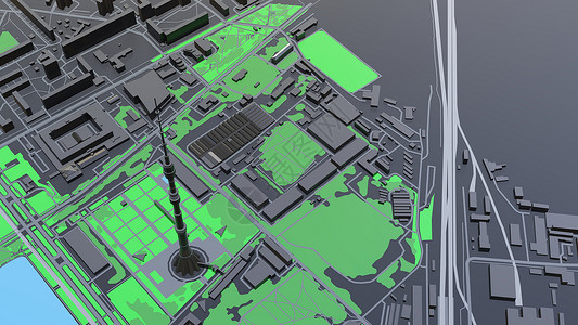 3D 未来派城市建筑技术全景小说市中心景观金融街道圆顶办公楼建筑学背景图片