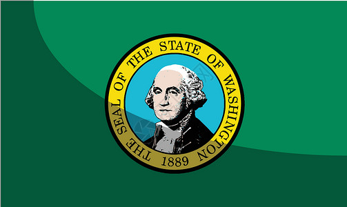 美国华盛顿带有阴影的华盛顿州旗帜鲥鱼艺术插图海豹绘画艺术品插画