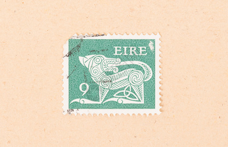 狗印章爱尔兰-1980年 爱尔兰印刷的印章显示一种动物背景