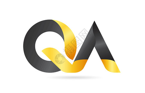 或连接的 QA QA QA 黄色黑字母字母徽标 com插画