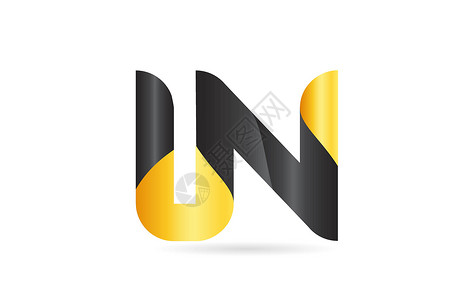 黄色心字母或连接的 LN L N 黄色黑字母符号标志 com插画
