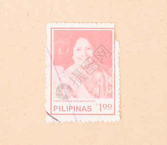 1980年 菲律宾印刷的印章打印收集信封邮票邮资女士古董历史性爱好收藏背景图片