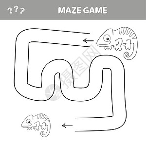 镜子迷宫变色龙Maze游戏-帮助变色龙找到走出迷宫的路插画