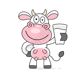 牛奶文字牛与一杯牛奶 vecto象形艺术牛肉绘画插图商品牛扒市场农民标识插画