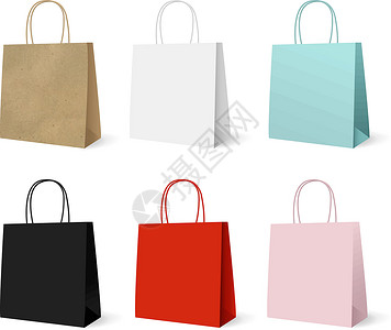 圣诞节纸袋礼品纸彩袋系列商品包装销售塑料纸板顾客购物者购物零售商业插画