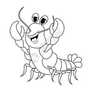 小龙虾轮廓卡通可爱人物插画孤立 o背景图片