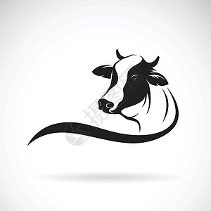 牛头矢量白色背景下牛头设计的矢量 牛图标或 lo插画