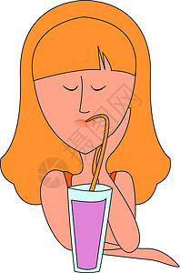 坐在地上喝饮料的孩子女孩喝果汁 插图 白背景的矢量异国饮食孩子卡通片茶点情调旅行玻璃食物橙子设计图片