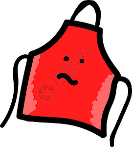 白色背景上的红色围裙主妇庆典绘画女性咖啡店头发乐趣标识厨师帽子设计图片